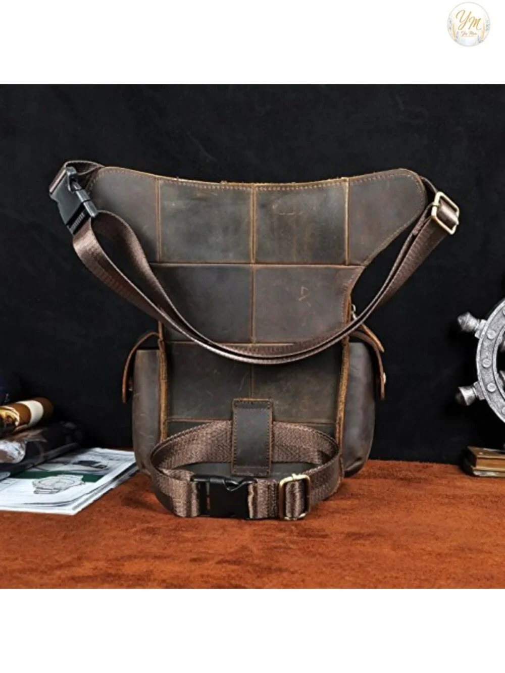 Genuine Leather Waist Pack Motorcycle Fanny Belt Bag Drop Leg